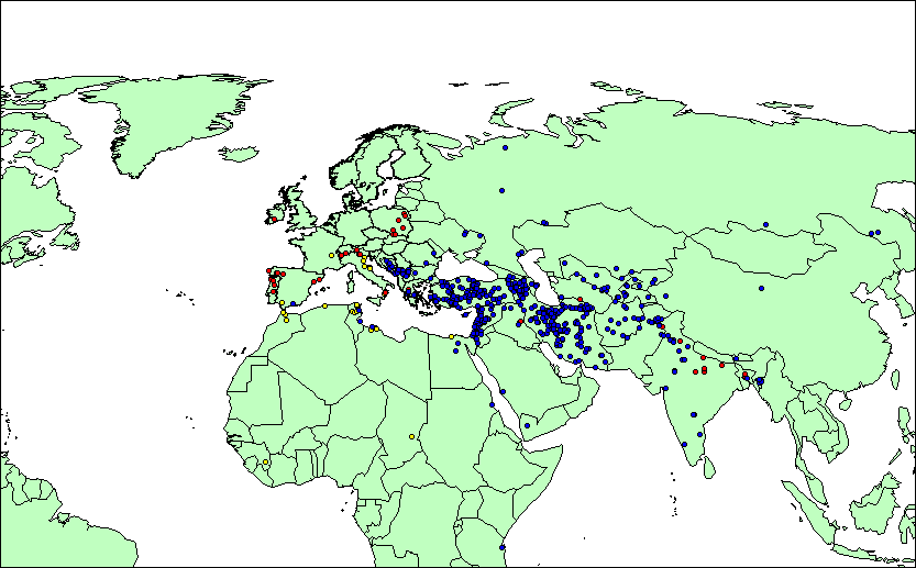 caravanserais/khans in Eurasia and Northern Africa c. 500 BCE-2000 CE.