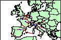 Western Europe, 1370-1430 CE, banking courier routes